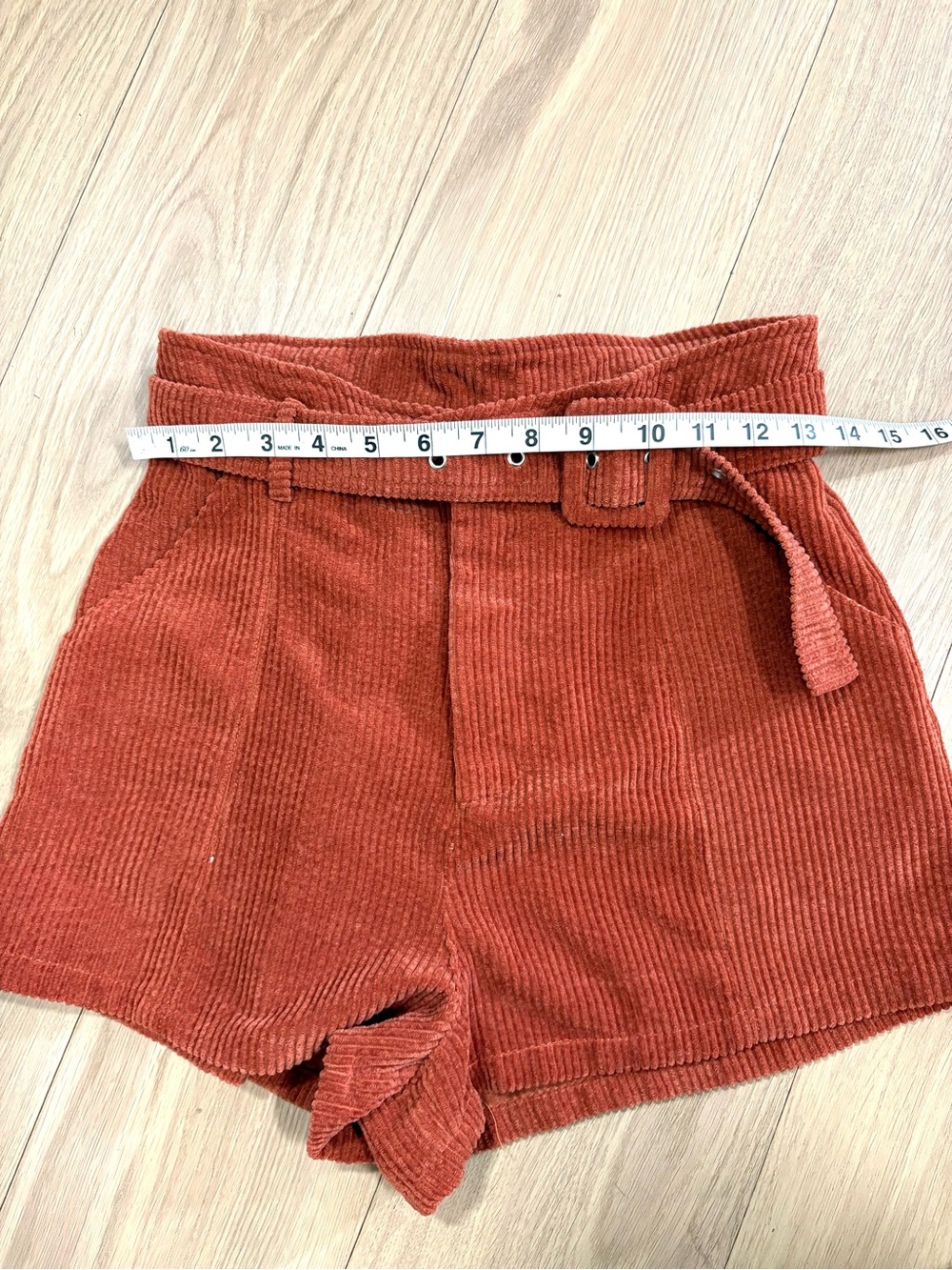 Altar’d State Sara Cord Shorts Womens S Rust High Rise Belted Corduroy - Picture 8 of 11